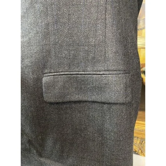 VTG Stafford 42L Wool Cashmere Herringbone Dark Gray Windowpane 3Btn Sport‎ Coat